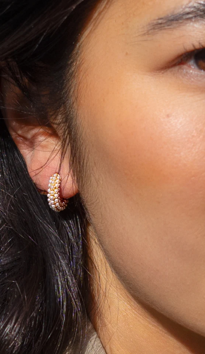 Pearl Mini Dot Hoops