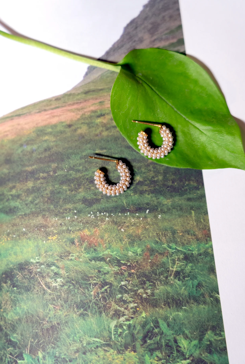 Pearl Mini Dot Hoops