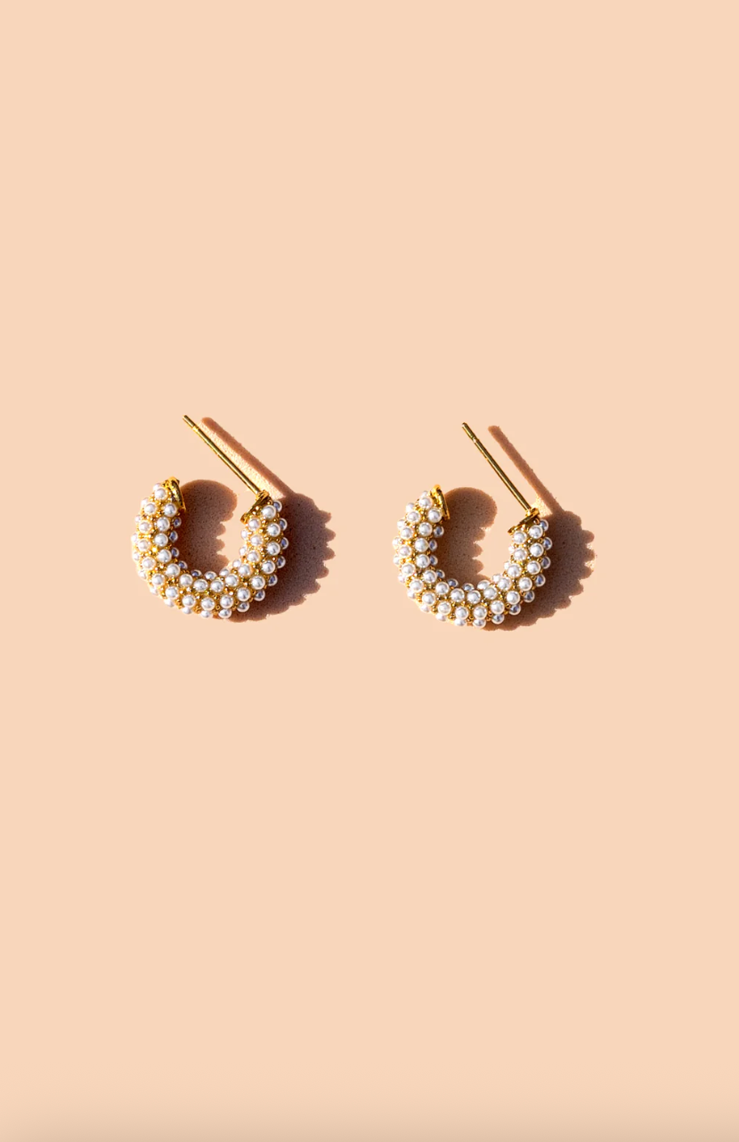 Pearl Mini Dot Hoops