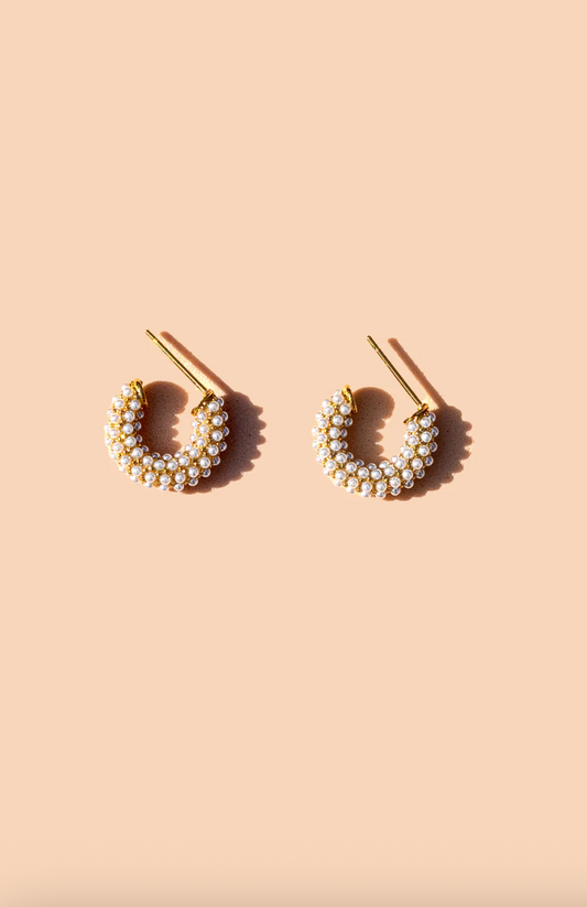 Pearl Mini Dot Hoops